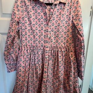 J. Crew Pink and Blue Floral Block Print  Dress